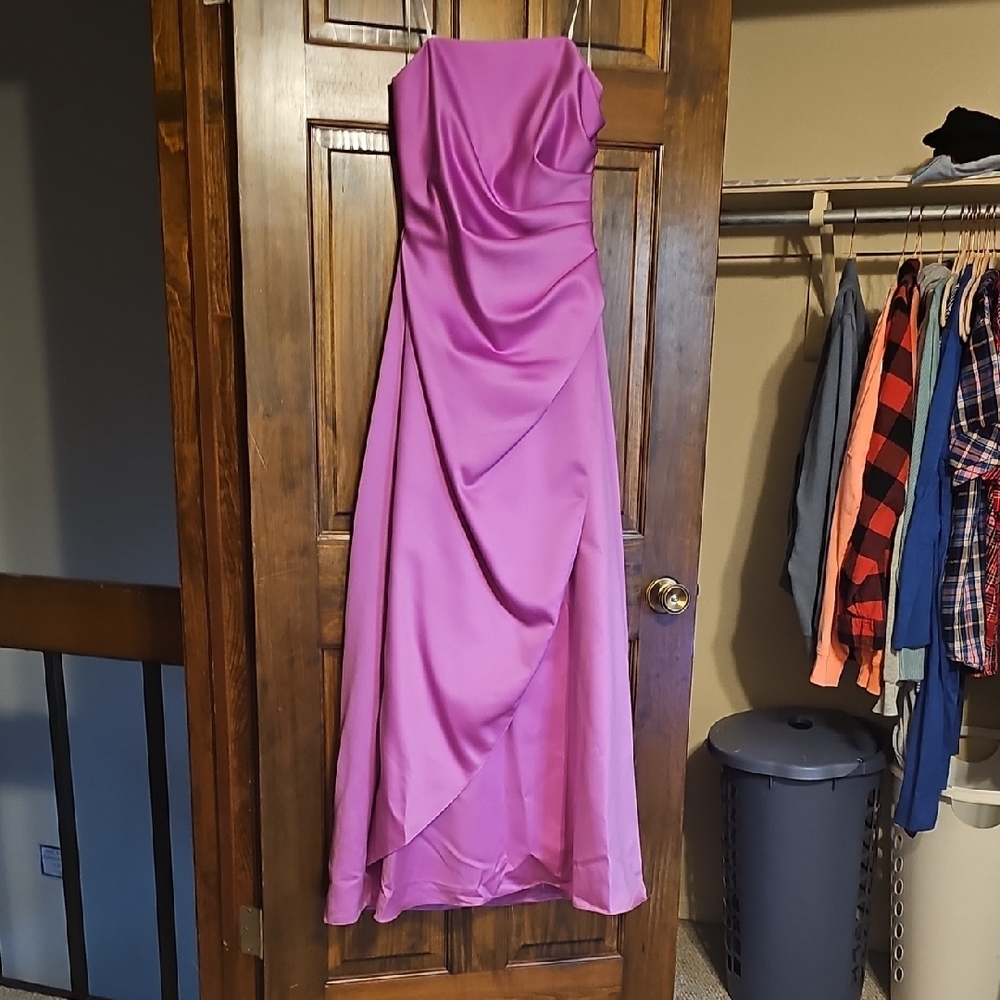 Urban Girl Nites Orchid Asymmetrical Ruched Gown